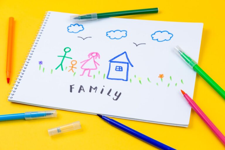Barnteckning av en familj